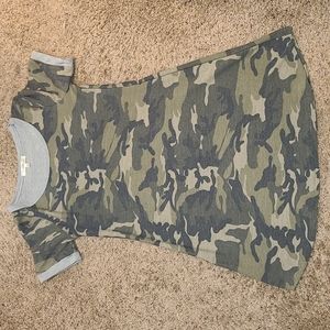 Army Green Camouflage Print Short Sleeve Dress